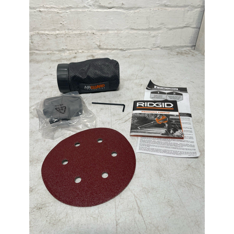 RIDGID Corded 6" Variable-Speed Dual Random Orbital Sander w Sandpaper, Corded