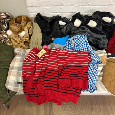 Lot-of-28 Pet Clothes Mixed Size, Dog Rain Jackets, Warm & Soft Sweaters& Shirts