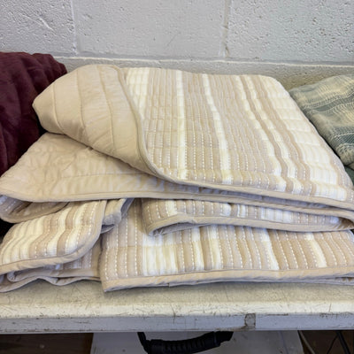 Mix-of-4 Blankets Plush & Soft Throws, Quilted Striped Plaid, Black, Red, Tan