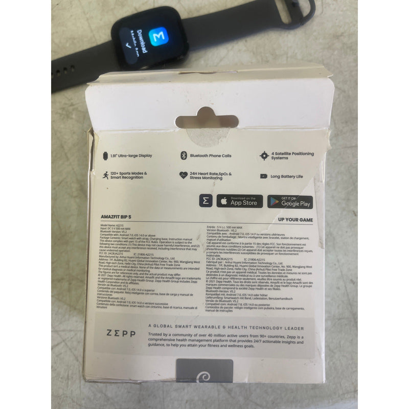 Amazfit - Bip 5 Smartwatch 49mm Polycarbonate Plastic - Black 120+ Sport Modes