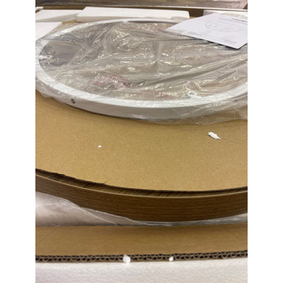 Tribesigns 32" Wooden Coffee Table 2-Tier Round Cocktail Table w Shelf Tan/White