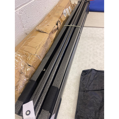 Retractable Canopy Tent UNKNOWN SIZE w Side Walls, Mesh Netting, Zipper Door Blue/Black