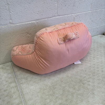 UGG Plush Backrest Pillow, 32"W x 16"H Reading Pillow Soft - Pink w Heart Design