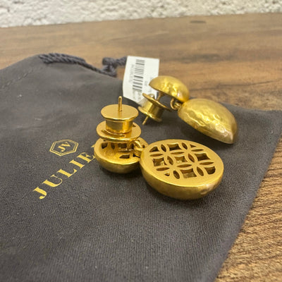 Julie Vos 1.3" Solara Earring, 24K Gold Plated, Round Dangling Earring