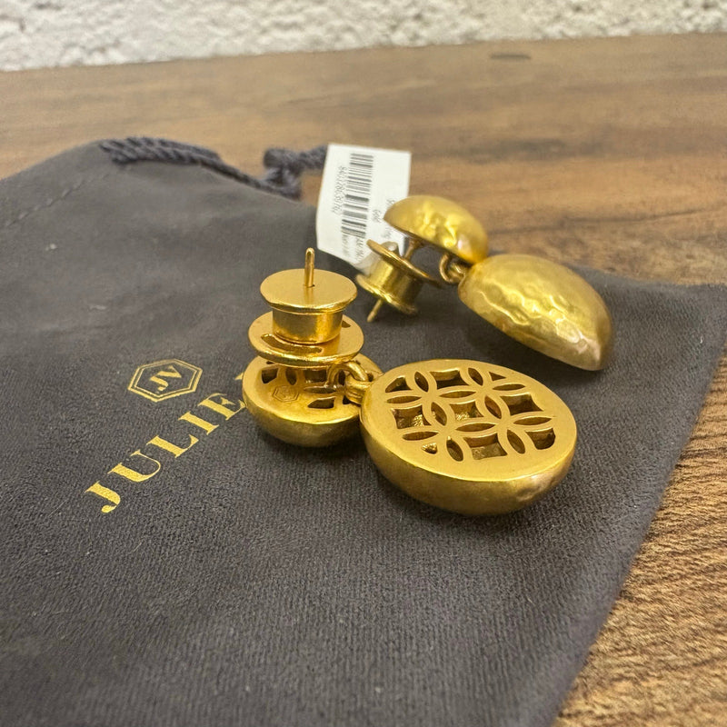 Julie Vos 1.3" Solara Earring, 24K Gold Plated, Round Dangling Earring