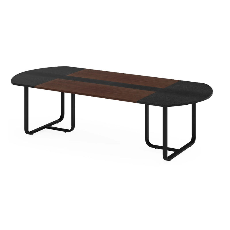 Tribesigns 70.86" Oval Executive Desk Modern Computer Table, Brown & Black