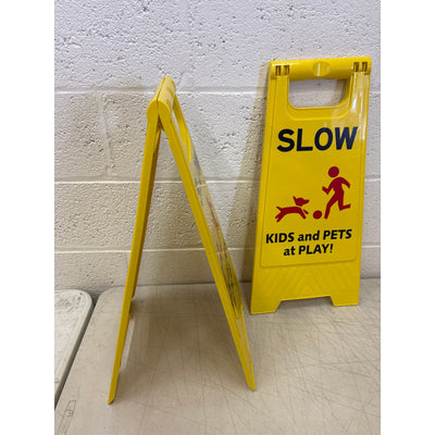 2-Pack Slow Kids and Pets at Play Sign, 24" Height, Signs for Street Yellow