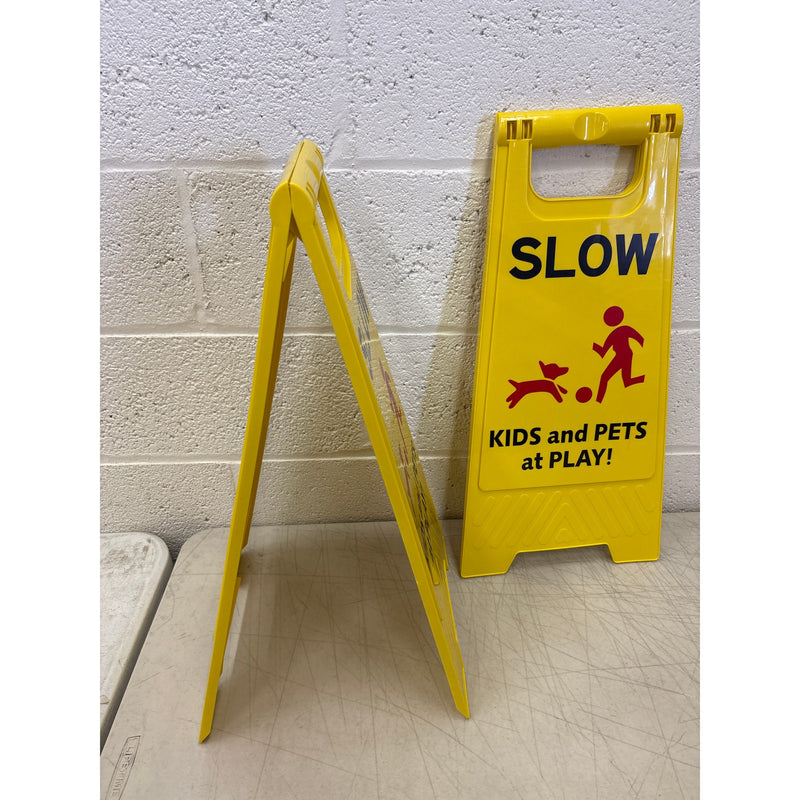2-Pack Slow Kids and Pets at Play Sign, 24" Height, Signs for Street Yellow