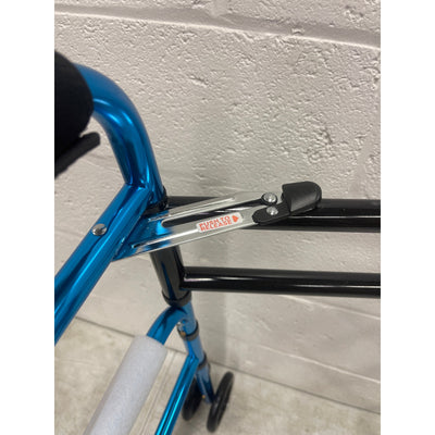 22" Wide Mobility Walker with Front Wheels, Height Adjustable - Blue / Black