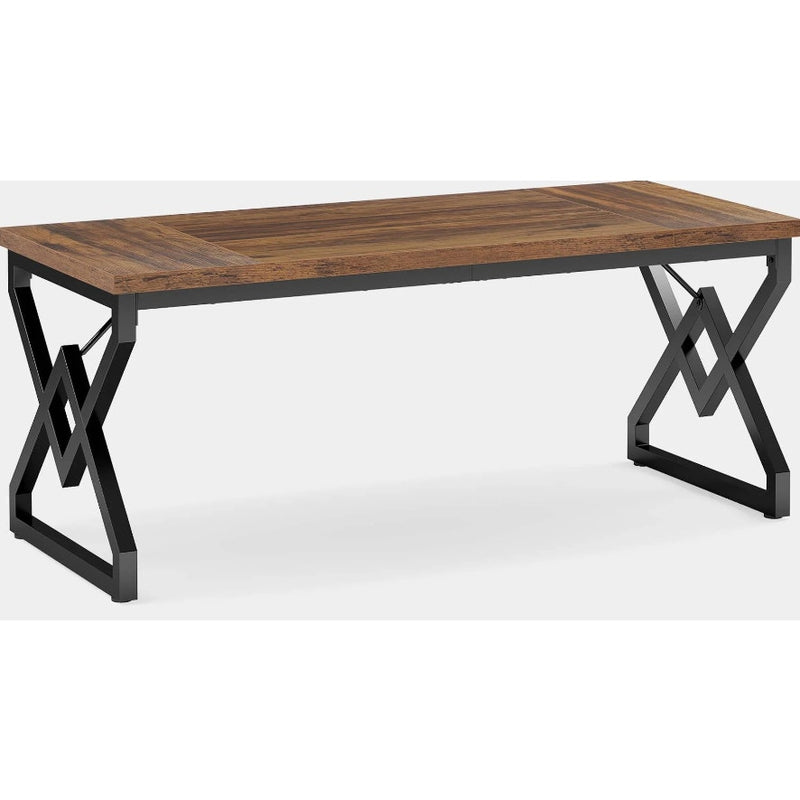 Tribesigns - 63" Executive Desk, Large Computer Home Office Desk, X-Legs, Brown