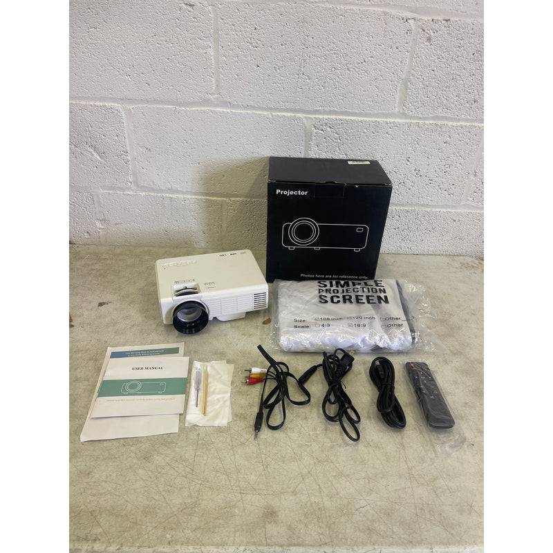 DR.J Professional Mini Projector w Screen, Bluetooth 5.2, 8000L HD 1080P Large