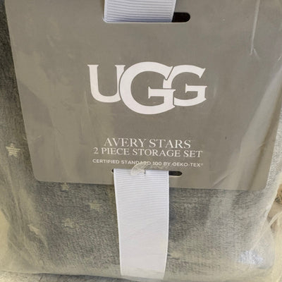 UGG Avery Stars 2-Piece Storage Square Bin & Round Waste Bin, Soft Fuzzy - Gray