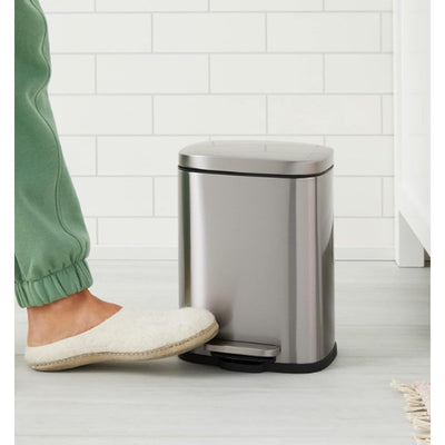 Amazon Basics Mini Rectangular Trash Can Soft-Close Foot Pedal, Smudge Resistant