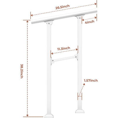 KINBOSD Handrails for Outdoor Steps, 1 to 2 Steps Stair Handrail Iron - White