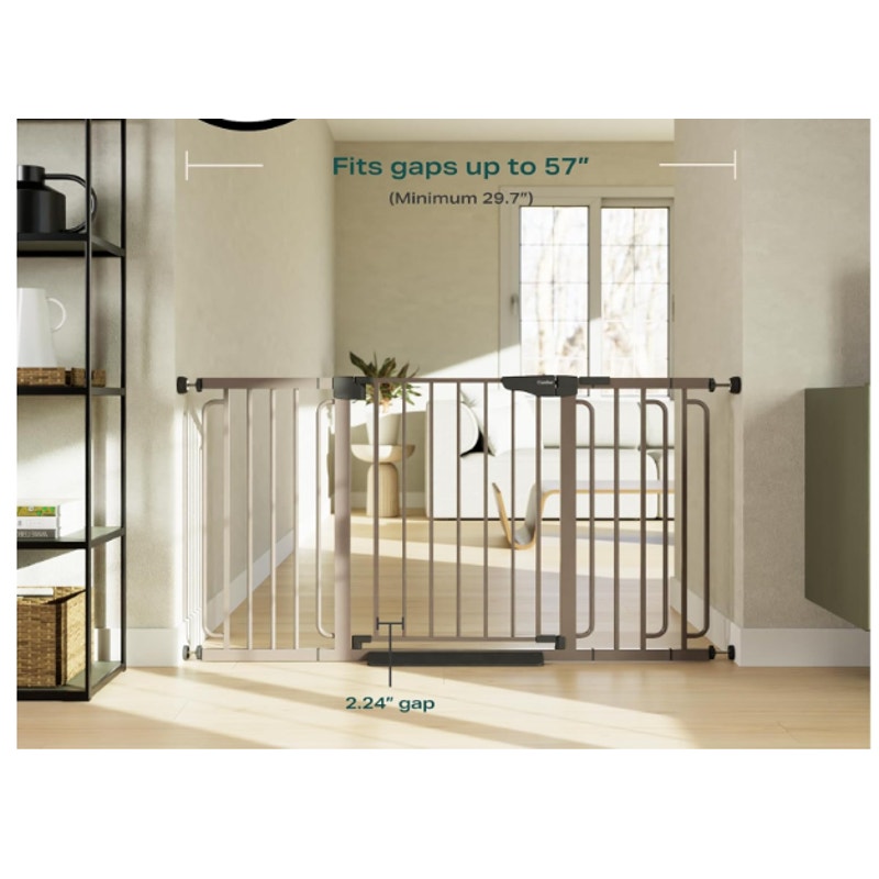Cumbor 29.7-57" Wide Baby Gate Self Closing Dog Gate Pressure Mounted - Brown