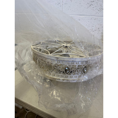 Vivlite Vintage Ceiling Light & Fan w Remote, 18" Flush Mount Antique White