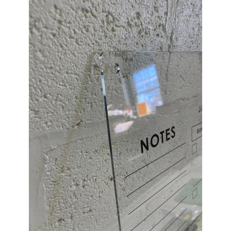 Month / Year Calendar Glass Dry-Erase Board 40" x 26" Wall-Mount with Markers