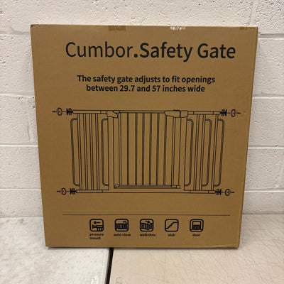 Cumbor 29.7-57" Wide Baby Gate Self Closing Dog Gate Pressure Mounted - Brown