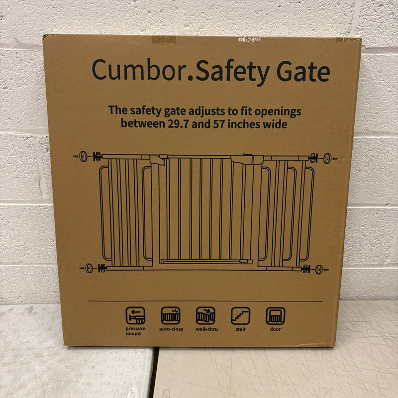 Cumbor 29.7-57" Wide Baby Gate Self Closing Dog Gate Pressure Mounted - Brown