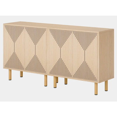 Tribesigns Modern Sideboard Buffet, 59" Wood Storage Cabinet with 4-Doors - Tan