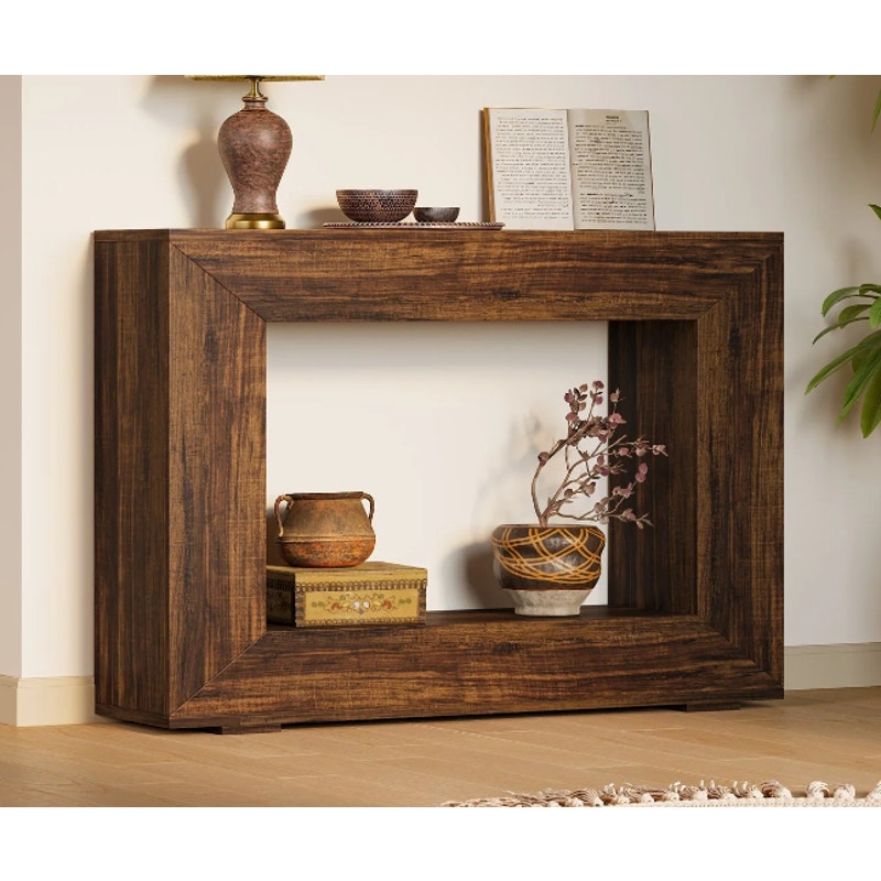 Tribesigns Farmhouse Console Table 47" Wood Entryway Sofa Table Storage, RUSTIC