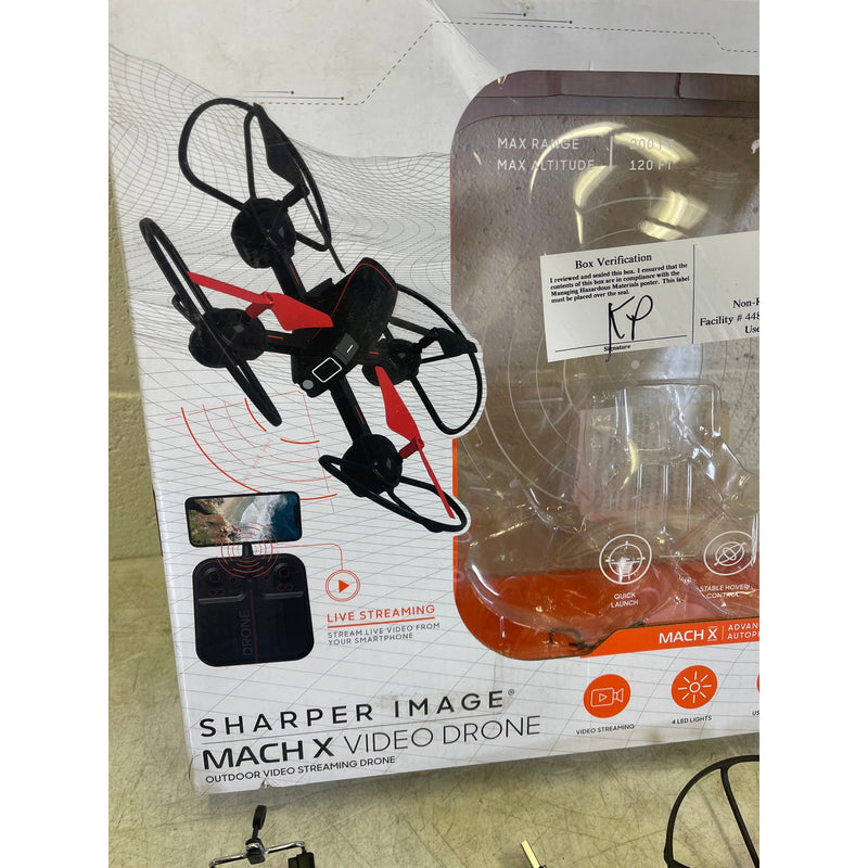 Sharper Image Drone Mach X Outdoor Video Streaming Camera 200 Ft Range - Black