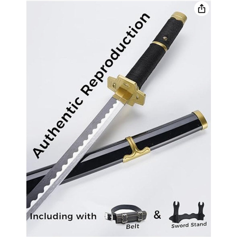 One Piece Yubashiri Sword 41" Toy Katana Replica w Holster Belt & Display Stand