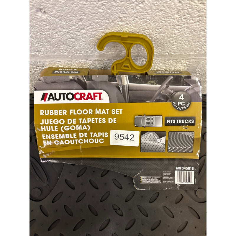 Autocraft Rubber Floor Mat Set 4 Pieces Fits Trucks, Black - ACFS4581B