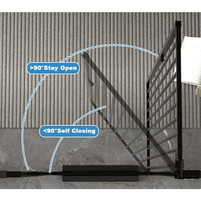 TheyFirst 57" Extra Tall Pet Gate for Doorways, 38.5"-43.3" Auto Close - Black