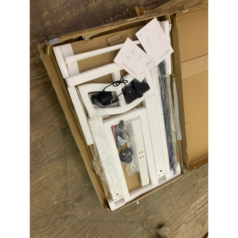 Flexispot Gaming/Office Standing Desk Brown w White Metal Frame QS1M-1160 SEE DETAIL