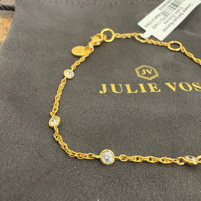Julie Vos Celeste Delicate Bracelet, 24K Gold Plated, Cubic Zirconia, Adjustable
