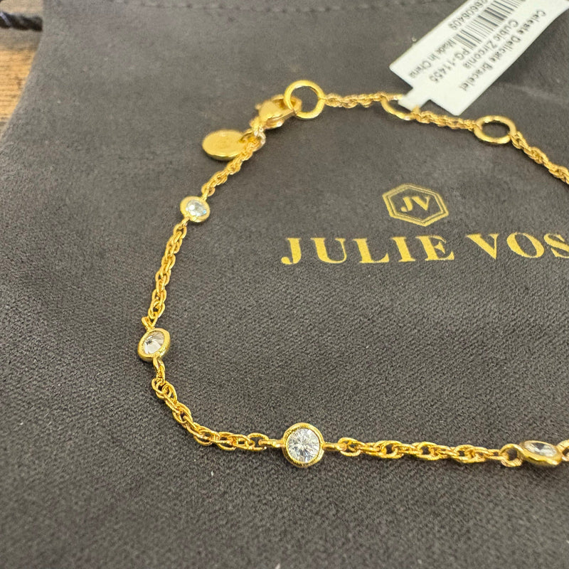 Julie Vos Celeste Delicate Bracelet, 24K Gold Plated, Cubic Zirconia, Adjustable