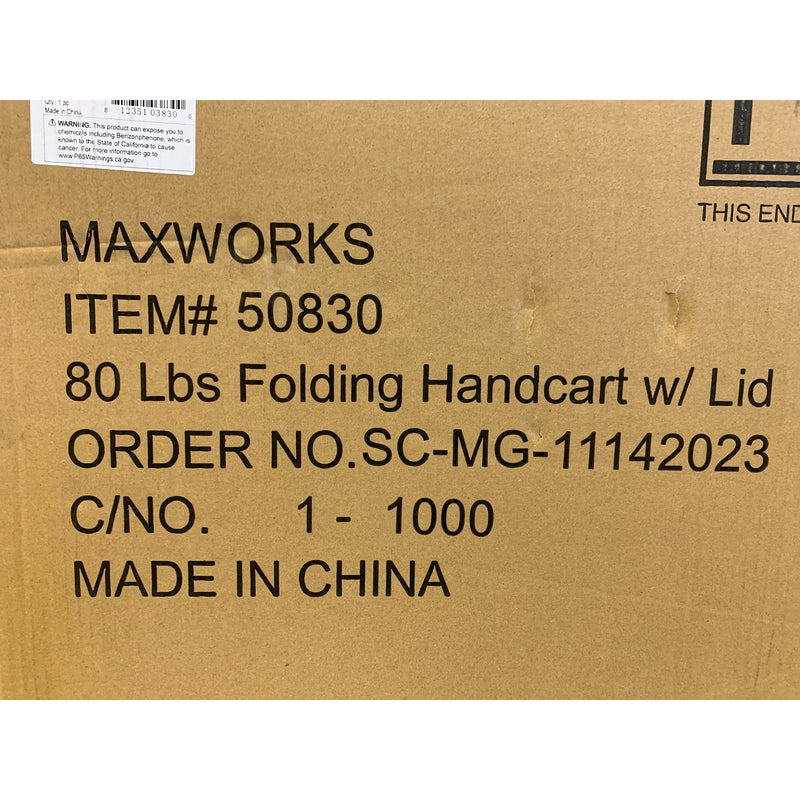 MaxWorks Collapsible Rolling Folding Dolly Cart, 80lb Cap, 50830 - Black