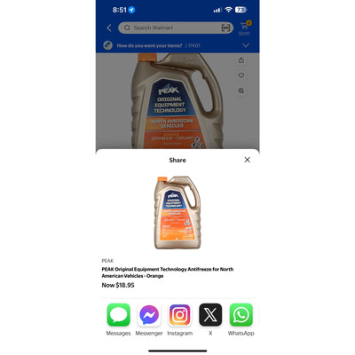 Anticongelante de tecnología de equipo original PEAK de 1 galón para vehículos norteamericanos, color naranja