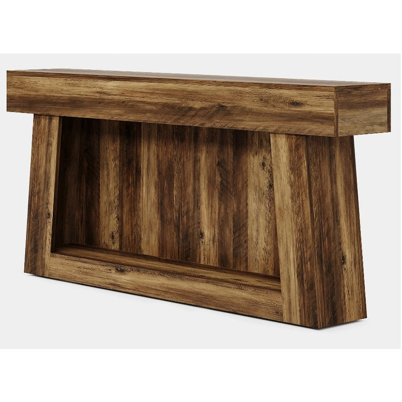 Tribesigns 63" Console Table, Farmhouse 2-Tier Sofa Table Entryway Storage Brown
