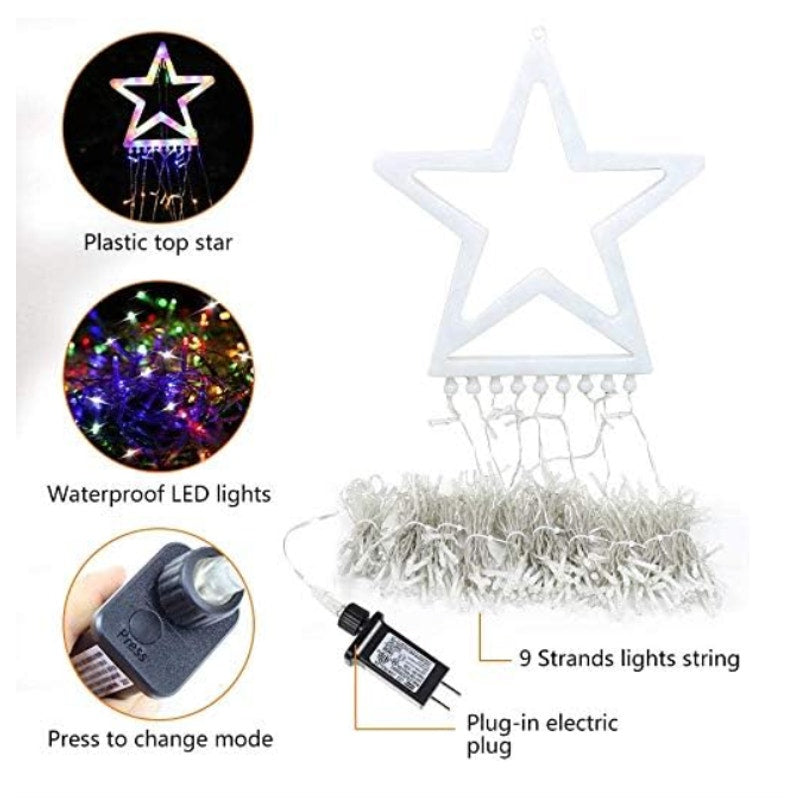 Christmas Decorations Outdoor,11.5 ft 317 LED Star Christmas Tree Lights,8 Modes