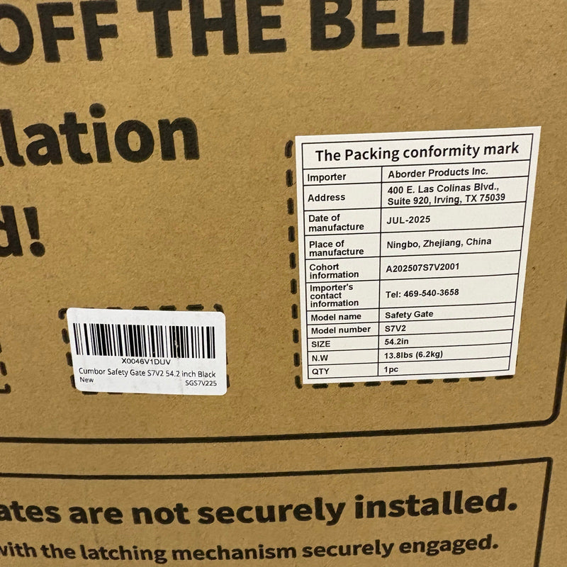 Cumbor 29.7-54.2" Wide Baby Gate Self Closing Dog Gate Pressure Mounted - Black