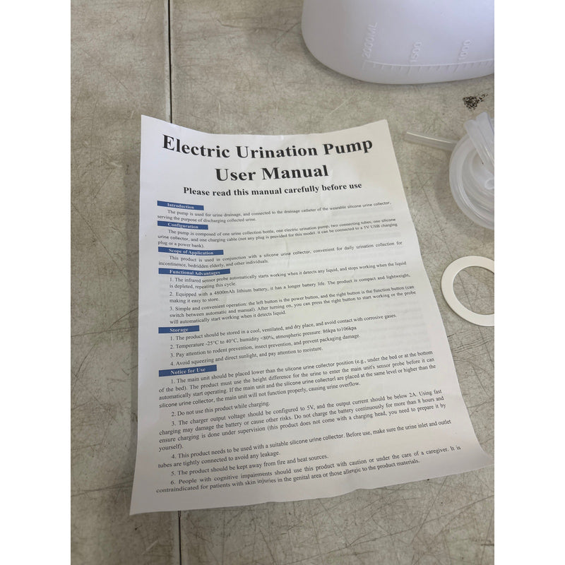 Intelligent Electric Urinal Female, 2000ML Cap w 6.5ft Catheter Automatic Sensor