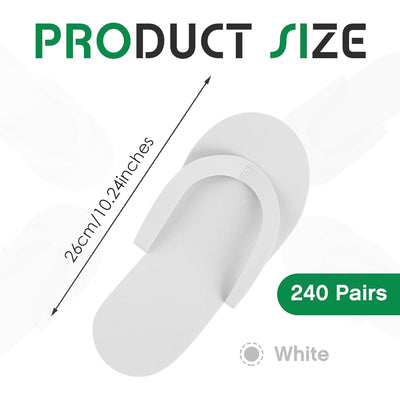 240-Pairs Geyoga Disposable Foam Pedicure Slippers, Spa Sandals- White
