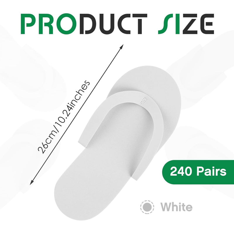 240-Pairs Geyoga Disposable Foam Pedicure Slippers, Spa Sandals- White