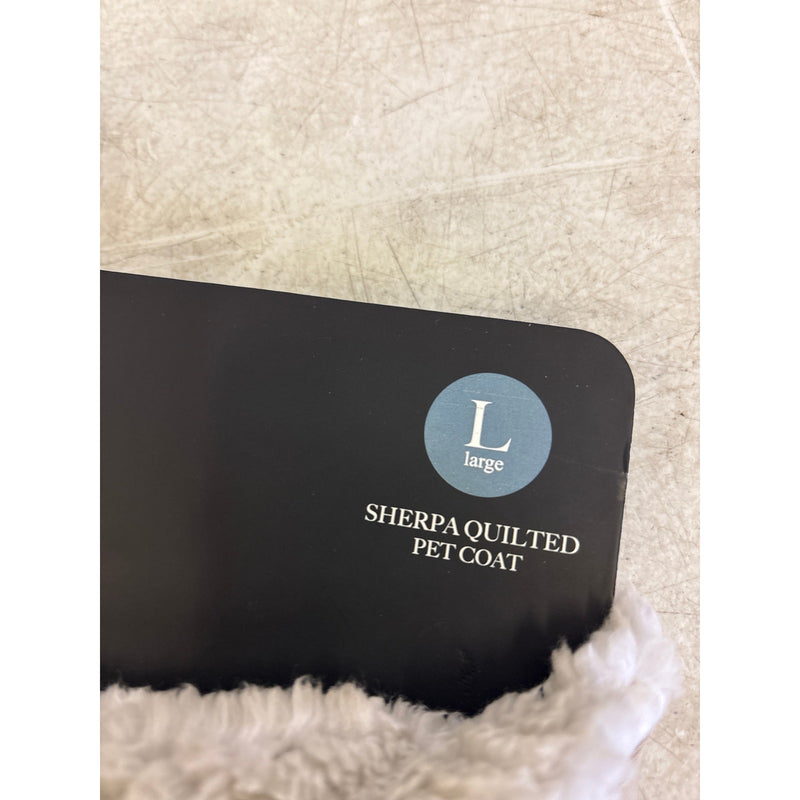 UGG Sherpa Quilted Pet Coat, Hook & Loop Straps, Soft & Cozy, Tan - Large Size