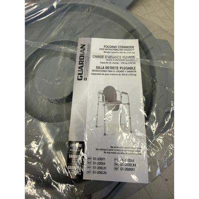 Medline 3-in-1 Foldable Steel Bedside Commode, 350lb weight capacity - Gray