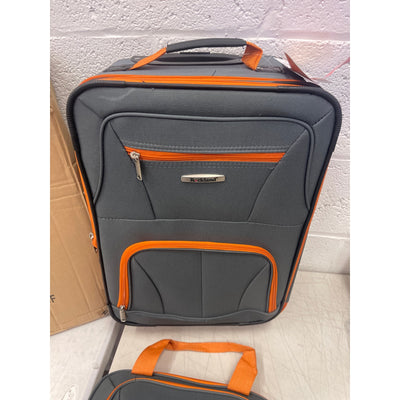 Rockland Fashion 2pc Softside Luggage Set with locking Zipper - Gray & Orange