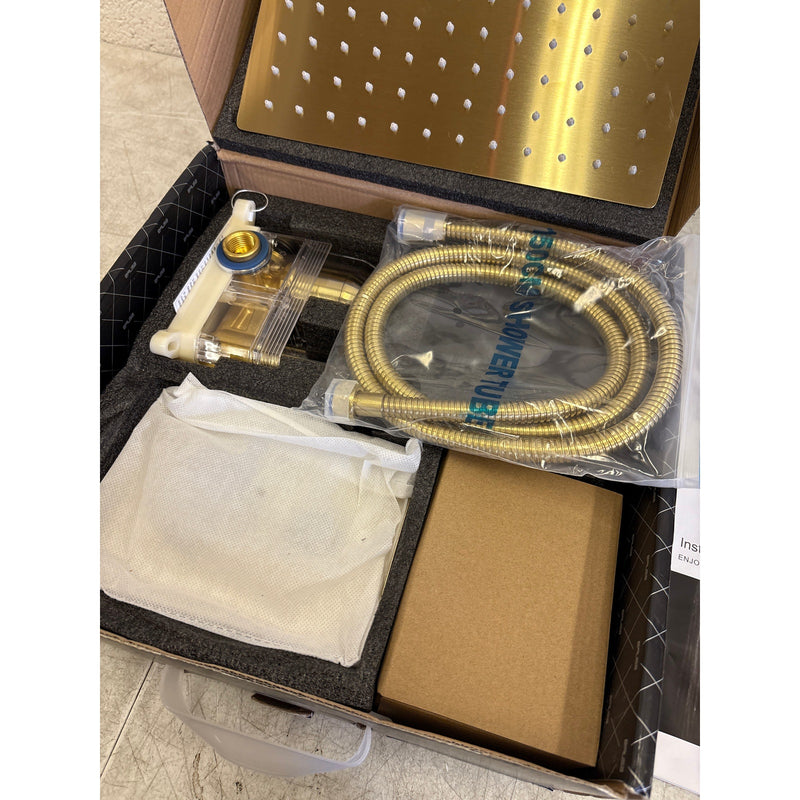 ESNBIA 12" Rain Shower Head System w Handheld Spray Combo - Gold, See Details
