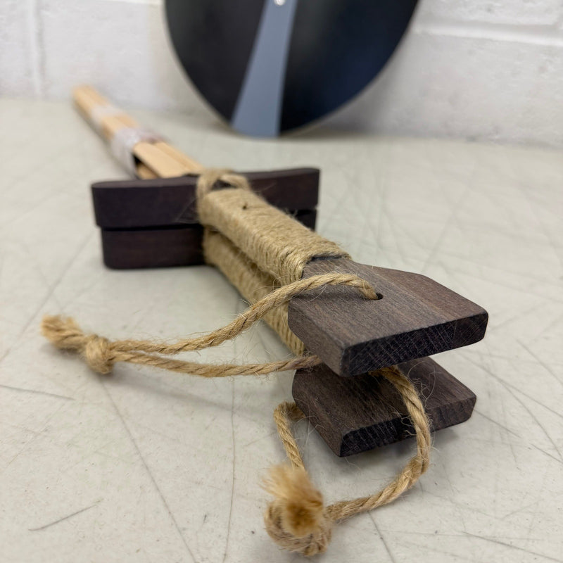 Knights Templar Style Wooden Sword & Shield Set, Lightweight & Durable - Black