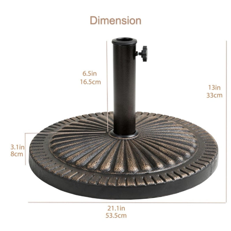 Flame&Shade 40lb Heavy Duty Round Base Stand Outdoor Patio Table Umbrella Bronze