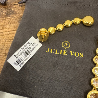 Julie Vos Rainbow Tier Earring, 24K Gold Plated, Champagne Radiance - Pink Green