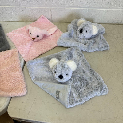 LOT-of-9 UGG Baby Security Blankets, Different Animals, Pink, Gray, Cream, Blue