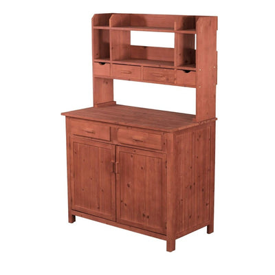 Wooden Potting Bench With Storage, 2 Doors, 42"W x 24"D x 67”H Leisure Season