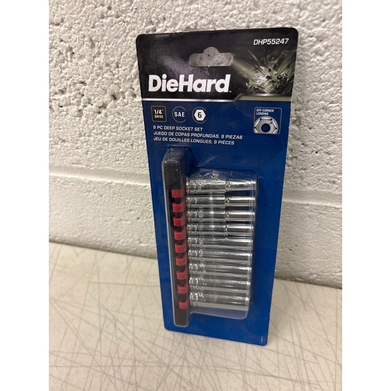 DieHard 1/4" Drive 6-Point Deep Socket Set, SAE, 9-Piece, Hand Tools - DHP55247
